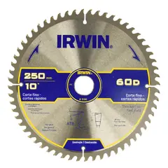 IRWIN - DISCO CARBURADO DENTADO CORTE DE MADERA 10" X 60D 15186 -