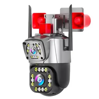 GENERICO - Cámara Seguridad Vigilancia PTZ WIFI Doble Lente Visión Noctuna Sirena Full HD