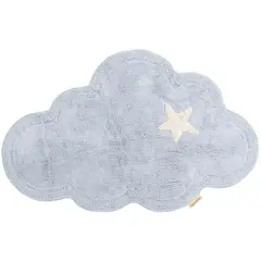 NATHAN - Alfombra Infantil de Algodón Nube Azul 120x080