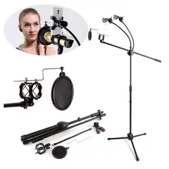 SEISA - Tripode para Microfono 170cm Doble Soporte Holder Celular Flexible