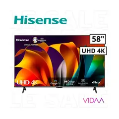 HISENSE - TELEVISOR 58 SMART TV VIDAA 4K UHD 58A6N - NEGRO
