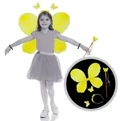 GENERICO - Pack alitas Mariposa Ala +Diadema +Varita Amarillo