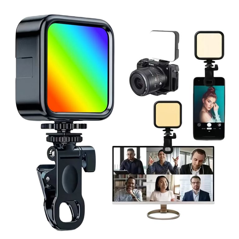 Luz Led Selfie Para Celular Camara Mini luz LED Recargable RGB Con Soporte