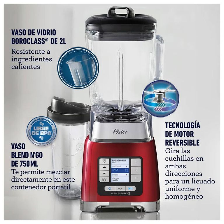 Licuadora ActiveSense Rojo 1100w con Blend-N-Go BLSTTDGRBG