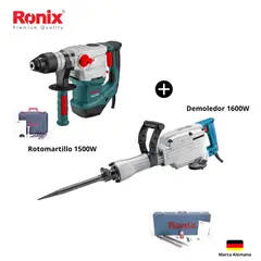 RONIX - COMBO Rotomartillo 5KG 1500W + Demoledor 14KG 1600W