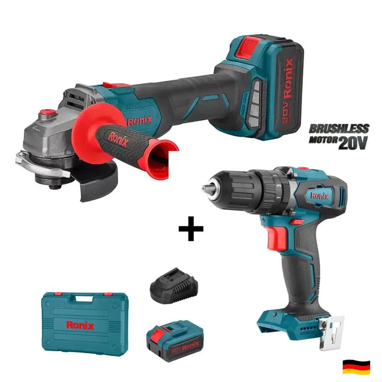 Amoladora Brushless 8901K 20V 4Ah + Taladro Brushless 20V