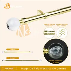 CASATEX - Tubo de Cortina Decorativo Graduable Elegante de 220-300cm GOLD