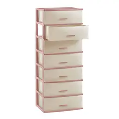 POLINPLAST - COMODA SUPER LINDA X 7 PISOS – ROSADO HUMO C/BEIGE HUMO