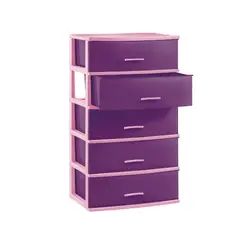 POLINPLAST - CÓMODA SUPER LINDA X5 PISOS ROSADO CON VIOLETA