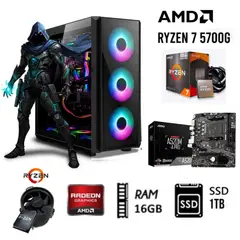 AMD - Computadora PC GAMER RYZEN 7-5700G 3.2Ghz RAM 16GB DISCO SOLIDO SSD 1TB