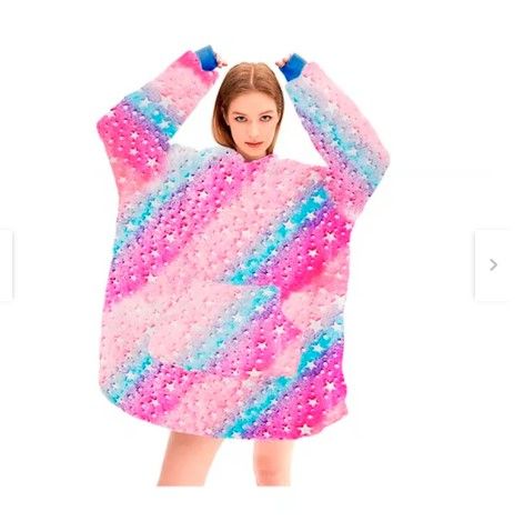 Polerón De Franela Con Capucha Luminoso Estrellas Multicolor