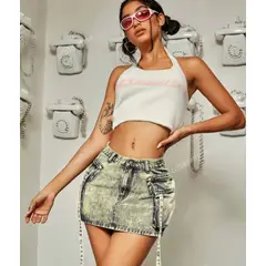 BENCUS JEANS - Falda Cargo Jeans Corto Skirt Mujer