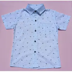JOHN PRINCE - Camisa 100% algodón niños blanco estampado hojas