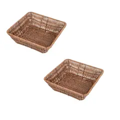 GENERICO - Set x2 Panera Cesta Rectangular de mimbre
