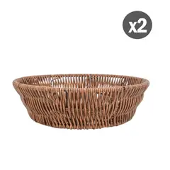 GENERICO - Juego x2 Paneras Cestas Redonda de plástico tipo mimbre