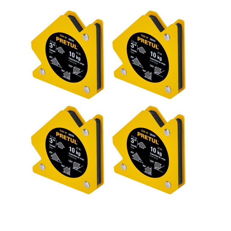 Escuadra magnética 3" para soldar, capacidad 20 kg, 4 unidades