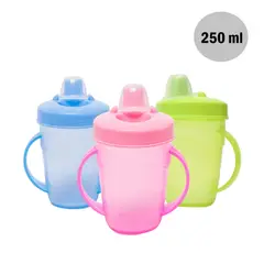 GENERICO - Juego x3 Taza Vaso entrenador para sorber con asas - 250 ml