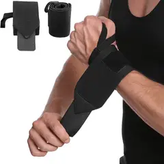 ALPHA GYM - Muñequeras de Potencia Vendaje de Compresión Gym Black Pro