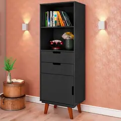 TU MESITA - Estante Juvenil Paris color Negro 1 puerta 2 cajones