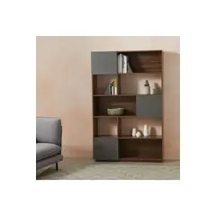 TU MESITA - Librero Moderno Sevilla color MarrónNegro 3 puertas