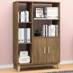 TU MESITA - Librero Moderno Allende color Marrón 2 puertas