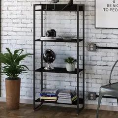 TU MESITA - Librero Industrial Brody color Negro 4 repisas