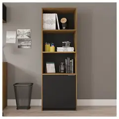 TU MESITA - Librero Minimalista Navarra color MarrónNegro 1 puerta