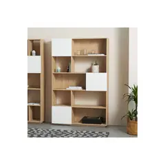 TU MESITA - Librero Moderno Sevilla color DunaBlanco 3 puertas