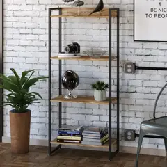 TU MESITA - Librero Industrial Brody color Roble 4 repisas