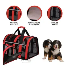 GENERICO - Transportador Pet Cama Huevo en Rojo Y+Ligas de Regalo
