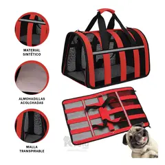 GENERICO - Transportador para Canes en Tono Rojo Y+Banderitas Adhesivas