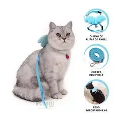 RYBIU IMPORT - Correa para Gato Facil de Poner en Celeste Y+Gift Stickers