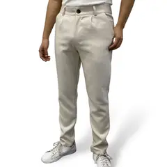 ABORIGEN - Pantalon Sastre Con Pinzas Beige Vainilla De Hombre -