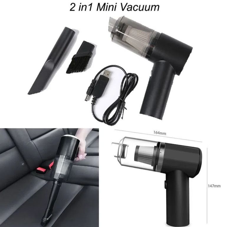 Mini Aspiradora 2 en 1 Recargable para Hogar y Coche