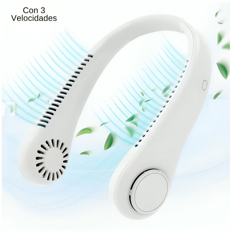 Mini Ventilador de Cuello Recargable de 3 Velocidades Portátil