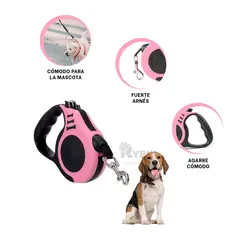 GENERICO - Cuerda Ideal para Perro de 5m Rosado Y+Banderitas Adhesivas