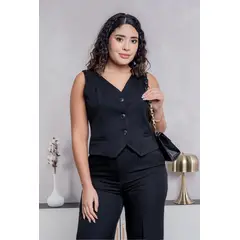 GENERICO - Chaleco Mujer Sastre Amira Color Negro - Estacion 108
