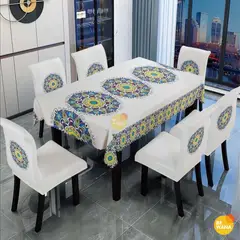 CASATEX - Mantel de Mesa y Fundas Para 6 Sillas de Tela 152 x 228cm