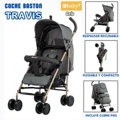 EBABY - Coche de Paseo Bastón Travis para Bebe Gris