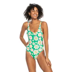 ROXY - Ropa De Baño Mujer Reversible - Flores Verde - Verde