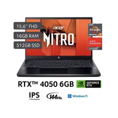 LAPTOP ANV15-41-R1GK AMD RYZEN 7 16GB RAM 512GB SSD RTX 4050 6GB 15.6”