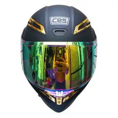 GENERICO - CASCO MOTO CERTIFICADO ECER DOT DOBLE VISOR ZAFIRO DORADO