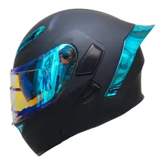 CES - CASCO MOTO DOBLE CERTIFICADO ECER DOT DOBLE VISOR NEGRO MATE AZUL L