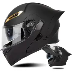 GENERICO - CASCO MOTO CERTIFICADO ECER DOT DOBLE VISOR NEGRO MATE