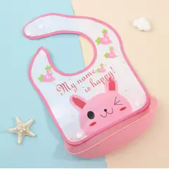 GENERICO - Babero silicona bebé impermeable - Rosado -Generico