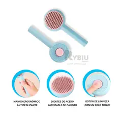 RYBIU IMPORT - Peine y Masejeador para Dogs en Color Celeste Y+Stickers
