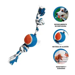 RYBIU IMPORT - Cuerda Enrollada con Pelota para Perro Multicolor Y+Stickers