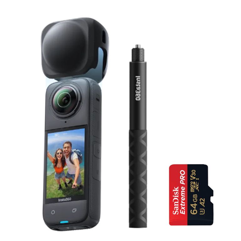 Camara X4 Con Selfie Stick Invisible de 114 cm + MicroSD 64GB