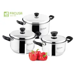 FACUSA - Juego de Ollas 6 piezas Acero Inoxidable