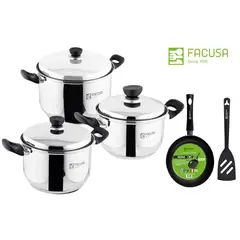 FACUSA - Juego de Ollas y Sartén 8 piezas Acero Inoxidable